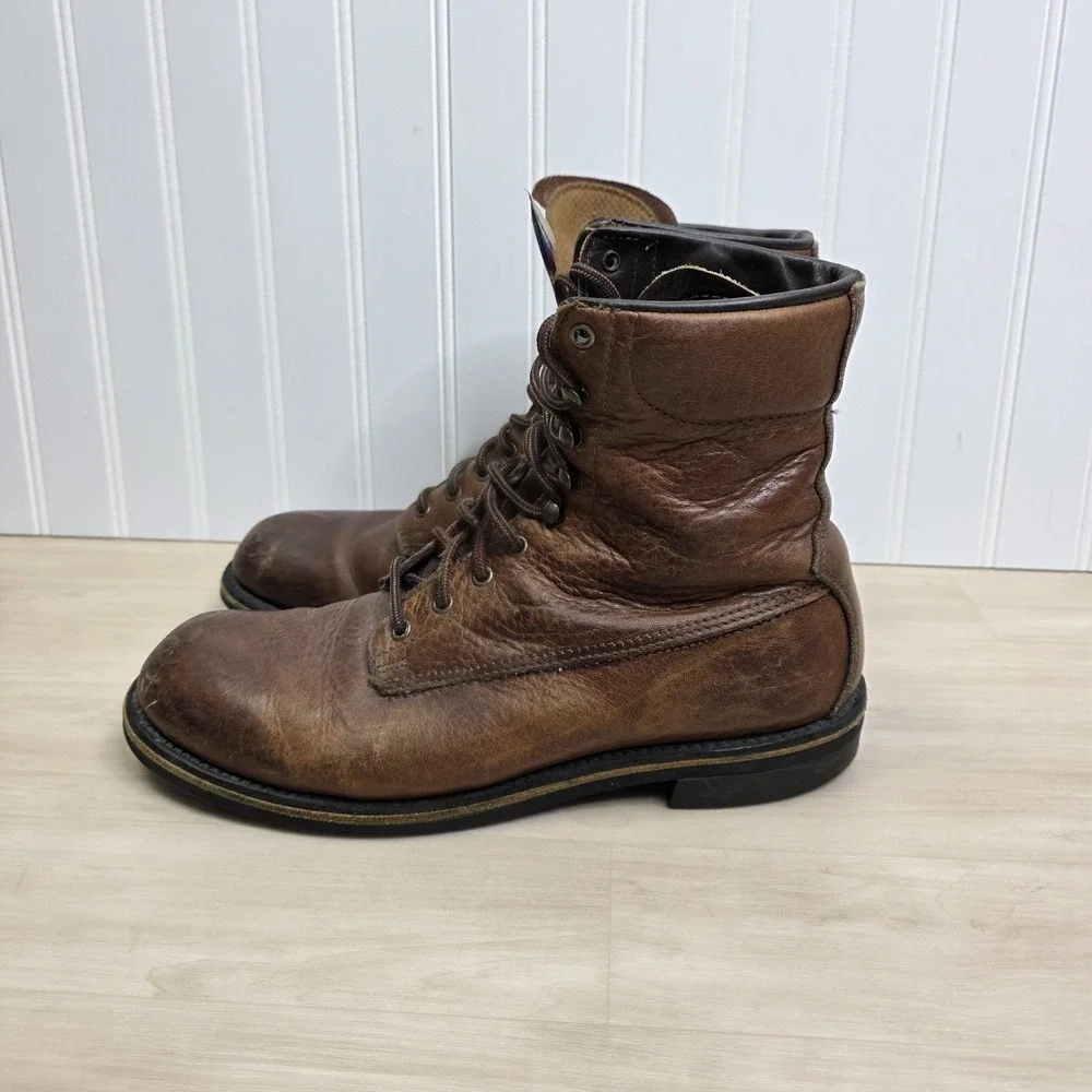 Foot-So-Port Boots Brown Leather Ankle Lace Up Men's‎ Size 8